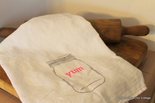 mason jar silk screened kitchen towel