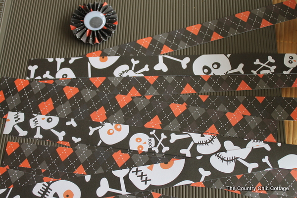 paper strips and paper pinwheel