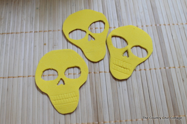 foam cut into skull shapes