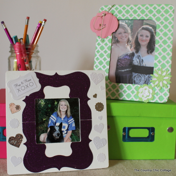 scrapbook embellishments to desk picture frames
