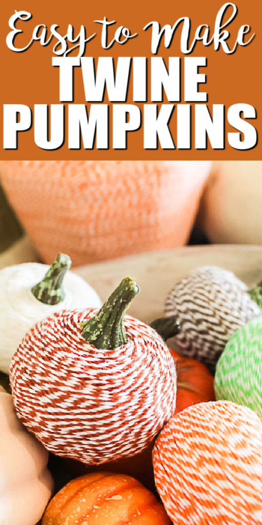 Learn how to make twine pumpkins with a few craft supplies! These are a great way to add some fall decor to your home! #fall #pumpkins #twine #fallcrafts