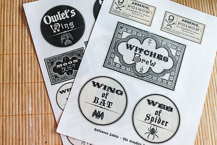 witch's potion printable labels