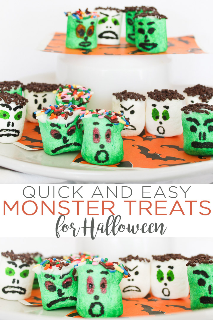 These Halloween marshmallows are sure to hit the spot and the kids can help make them! Monster marshmallows are something the whole family will love! #halloween #monsters #treat #recipe #halloweenparty