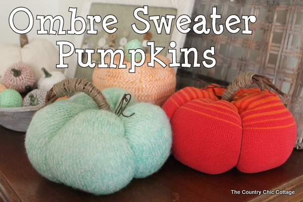 green and orange DIY sweater pumpkins