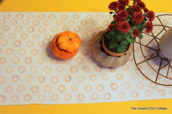 orange stamped table runner