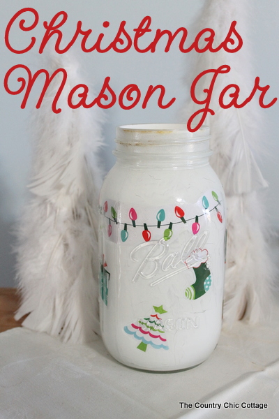 pin image with "christmas mason jar" text overlau