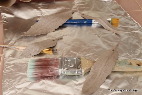 drying clay feathers