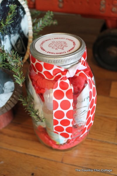 mason jar gift with eco-friendly gift wrapping