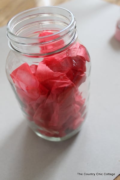 tissue paper in glass jar
