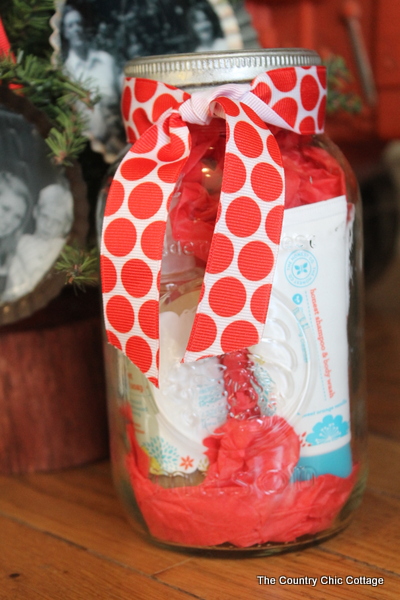 mason jar gift with eco-friendly gift wrapping
