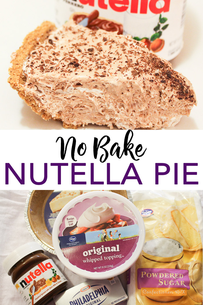 Serve up this no-bake Nutella pie recipe any night of the week! A delectable pie that you can make in minutes! #nutella #pie #dessert #yum