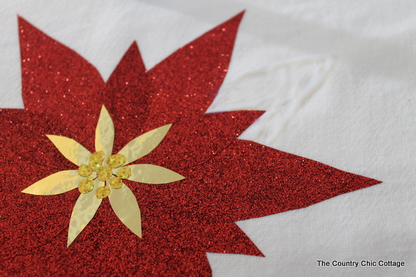 gluing paper poinsettia petals