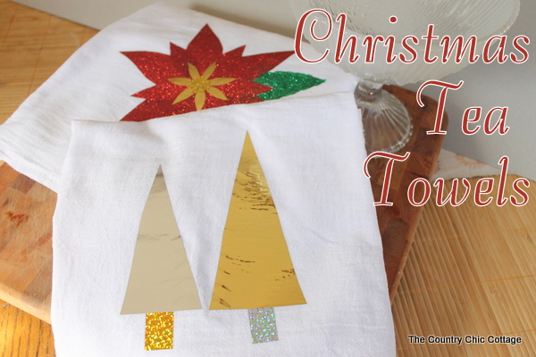 christmas tea towels with christmas trees