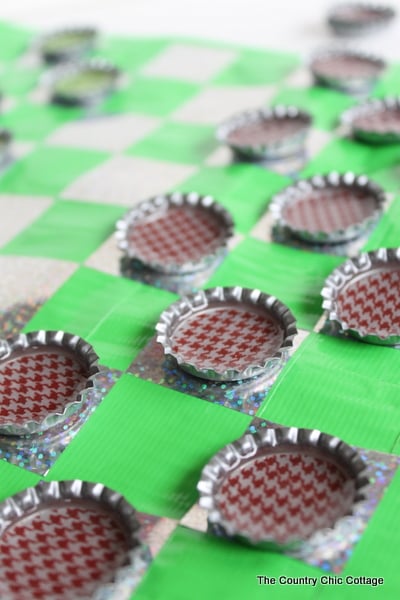 DIY Travel Bottle Cap Checkers