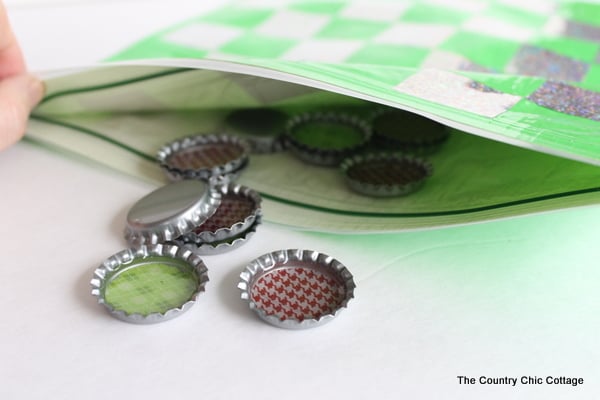 DIY Travel Bottle Cap Checkers how to make your own travel checkers game kit