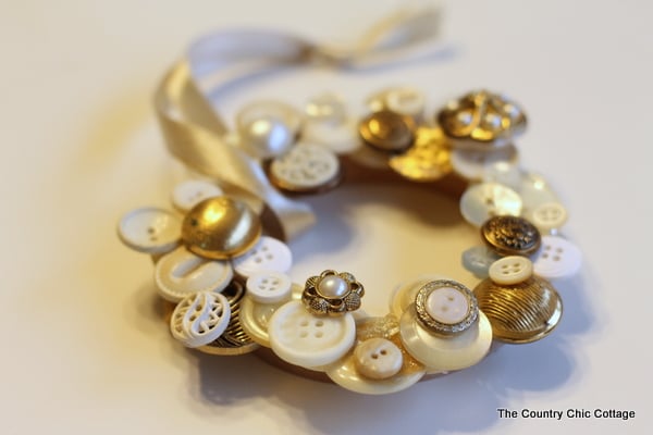 button wreath ornament with vintage buttons