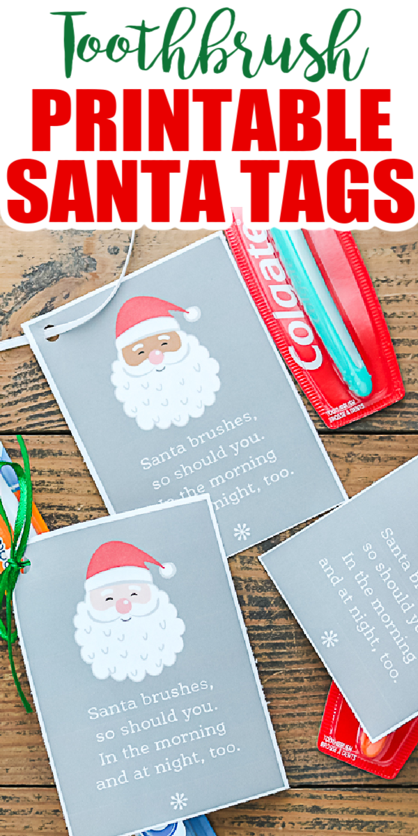 Obtenez ces étiquettes imprimables gratuites du Père Noël et ajoutez-les aux cadeaux de votre enfant cette année! Ils sont également parfaits pour amener les enfants à se brosser les dents! #santa #gifttags #freeprintables #printables