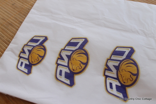 printed college logo on tissue paper