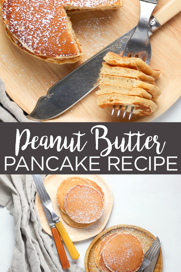 Make these peanut butter pancakes for your crew! This healthier alternative includes whole grains and the whole family will love this quick and easy breakfast recipe! #pancakes #breakfast #yummy #peanutbutter #healthy #newyearsresolution #healthyeating #breakfastrecipe #yum #food #foodie