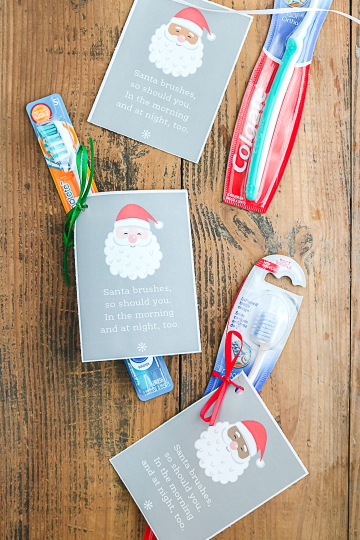 santa toothbrush tags