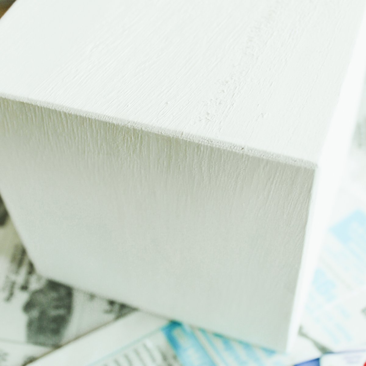 wood cube painted white