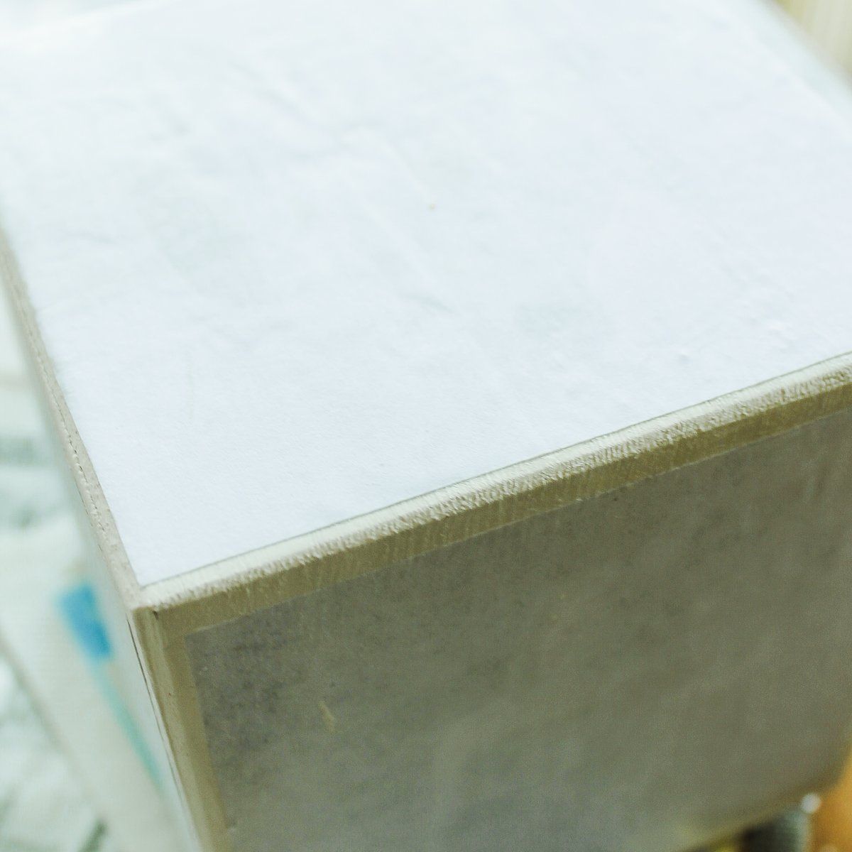 mod podge photos on a cube