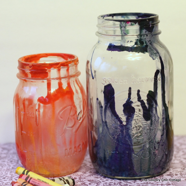 Crayon Drip Mason Jars from The Country Chic Cottage
