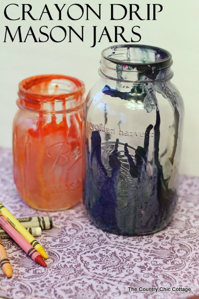 Crayon Drip Mason Jars from The Country Chic Cottage Crayon Drip Mason Jars from The Country Chic Cottage