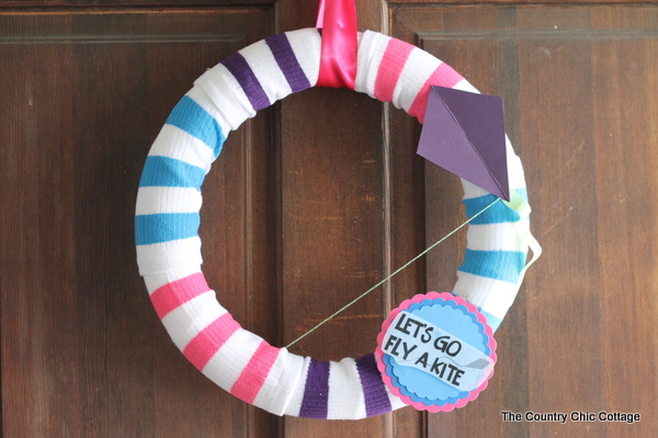 fly a kite spring wreath from socks