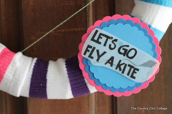 fly a kite spring wreath from socks