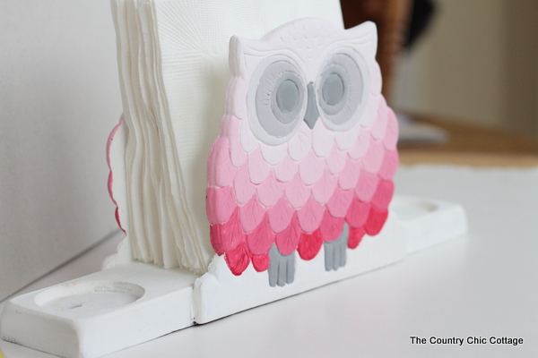 ombre owl napkin holder