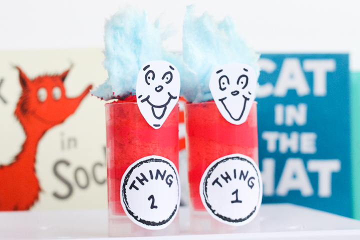 adorable Thing 1 and Thing 2 cupcakes