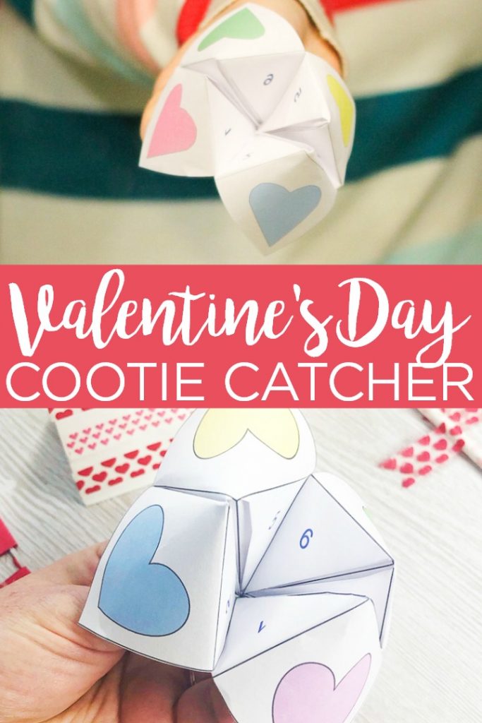 Download this Valentine's Day cootie catcher and use it for any party this year! This free printable fortune teller will be a hit with kids of all ages! #valentine #valentinesday #cootiecatcher #fortuneteller #printable #freeprintable