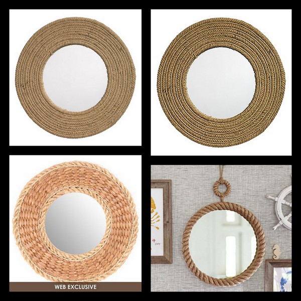 Woven Mirror Knock Off from a $1 Plate Charger at The Country Chic Cottage