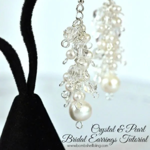 Crystal & Pearl Bridal Earrings by Bombshell Bling