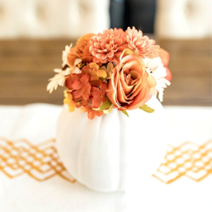 DIY Fall Floral Pumpkin Centerpiece by Never Skip Brunch