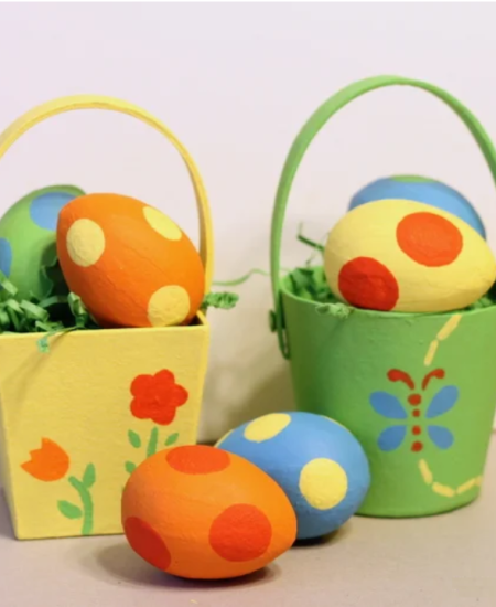 Easy Paper Mache Easter Baskets - The Country Chic Cottage - Square Image