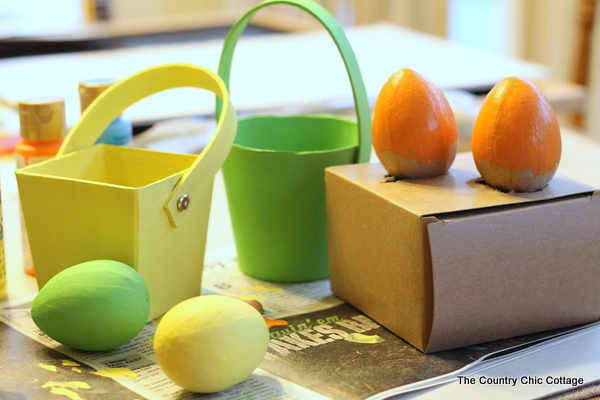 assembling paper mache easter baskets