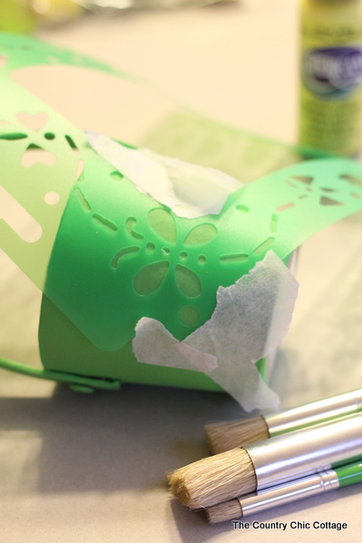 painting paper mache easter baskets