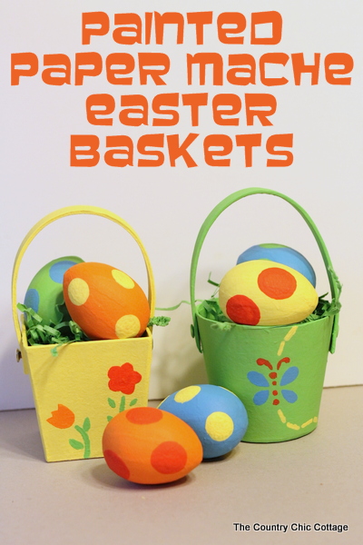 painted paper mache easter baskets
