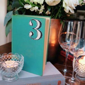 Vintage Book Table Numbers by DIY Darling Blog