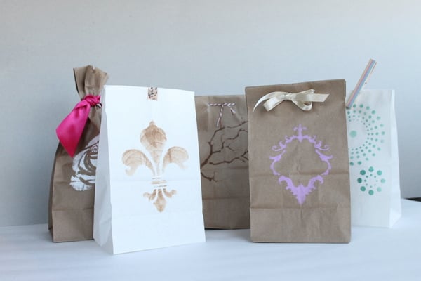 DIY Stenciled Wedding Favor Bags