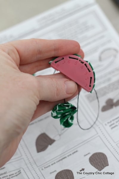 sewing into a kanzashi