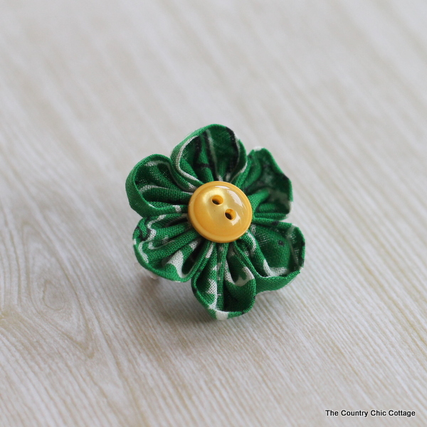 Green Kanzashi Flower Pin for Saint Patrick's Day