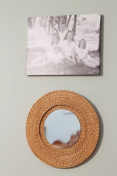 Woven Mirror Knock Off from a $1 Plate Charger at The Country Chic Cottage