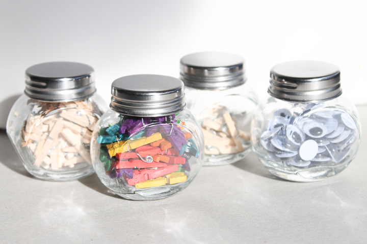 putting craft supplies in jars