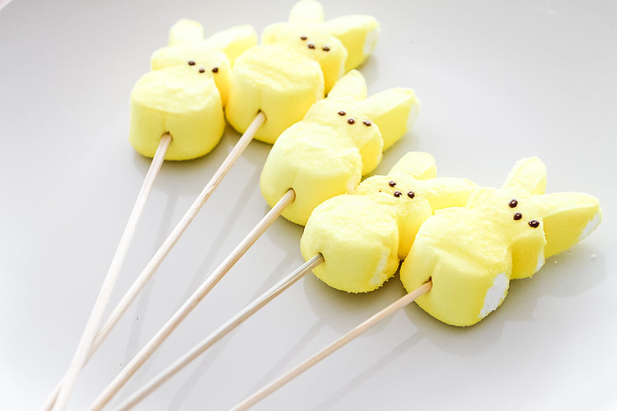 peeps marshmallows on a skewer