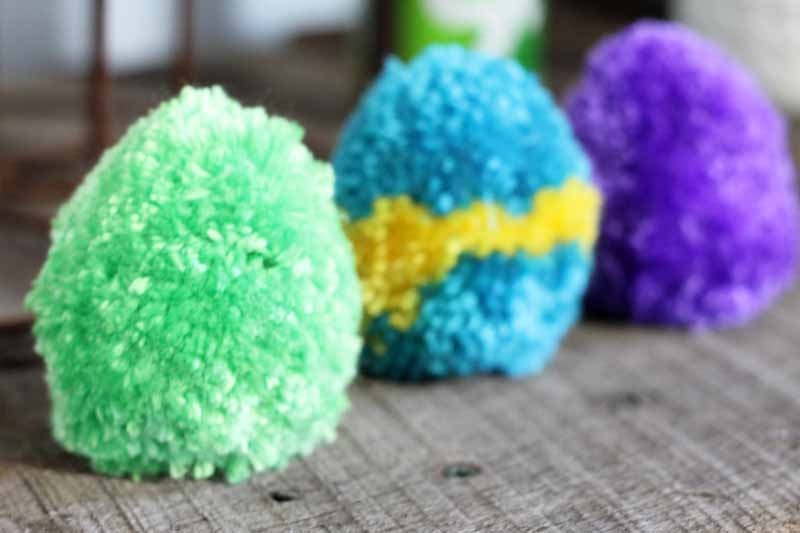 How to Make Pom Pom Yarn Easter Eggs The Chic Cottage