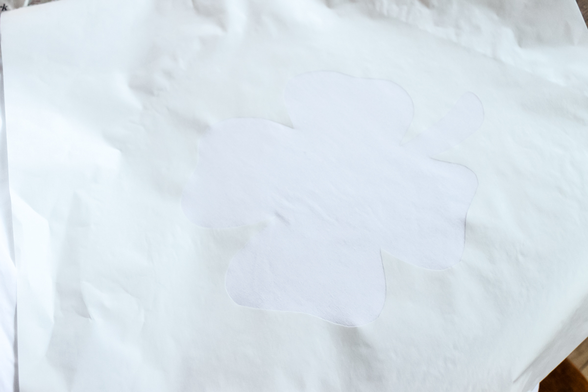 freezer paper stencil on a white shirt