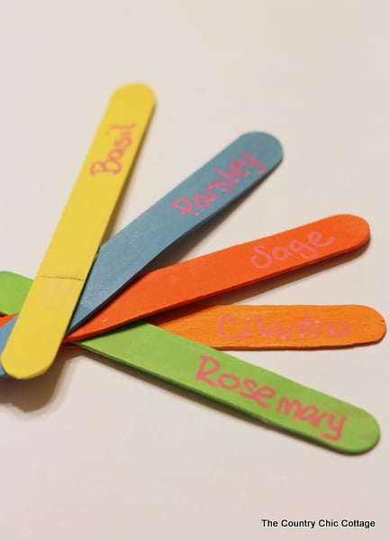 Chalkboard or Permanent Herb Garden Markers that kids can easily make for mom! colorful finished garden markers
